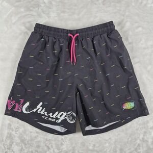 SLUNKS Shorts Men's Medium Black Lined OCVC All Over Print Volleyball Active